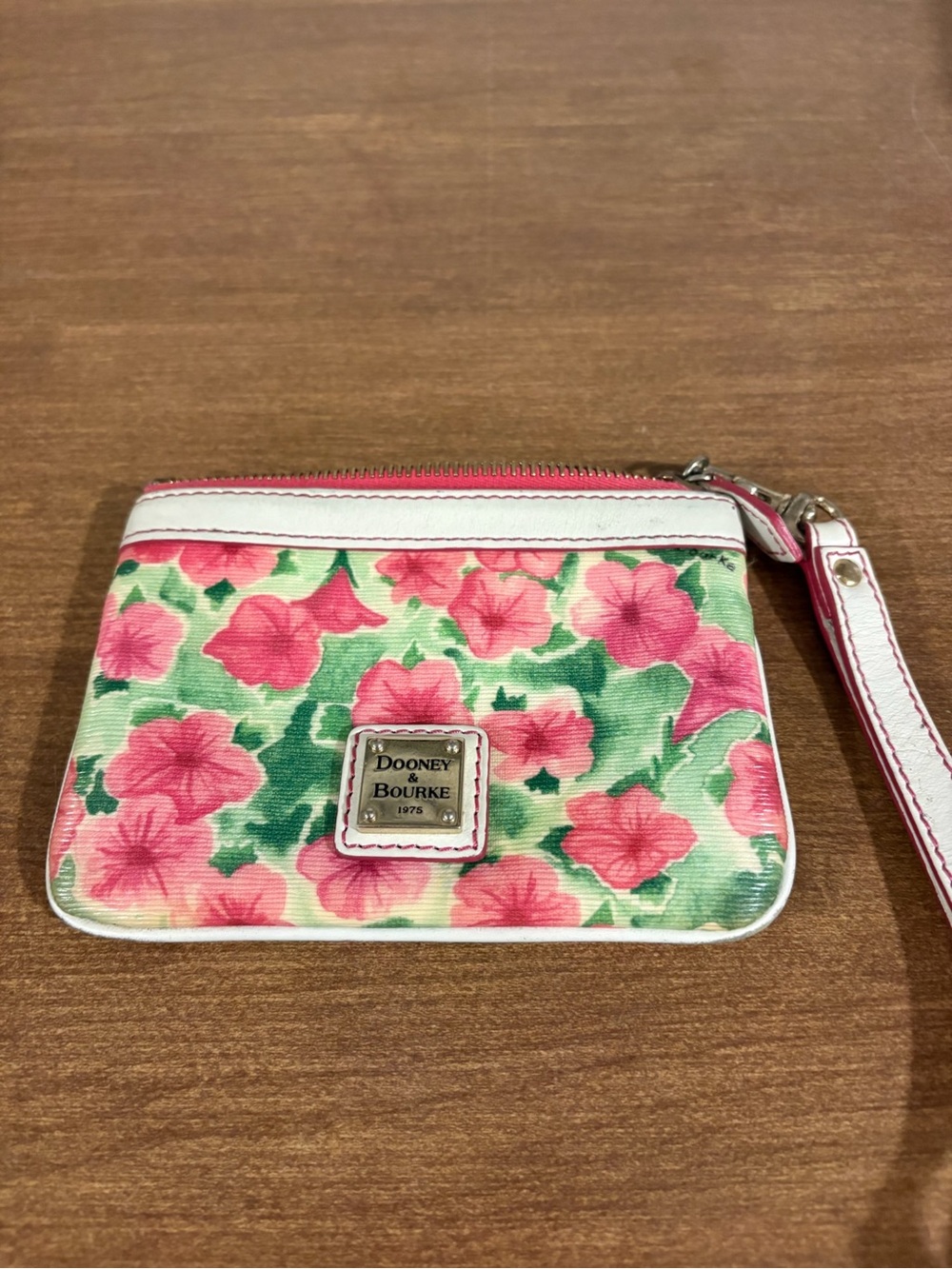 Dooney & Bourke Pink Petunia Floral Wristlet EUC